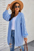 Open Front Cable Sleeve Long Cardigan